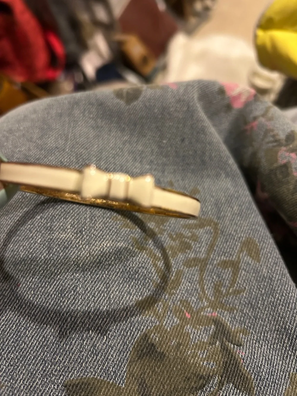 kate spade Gold Tone Engraved Slim Bangle quite luxury dainty bow gift idea - Picture 4 of 7